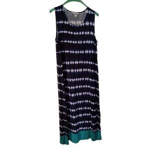 Christopher‎ And Banks Women's Size Medium Blue | White Green Tie Dye Maxi Dress